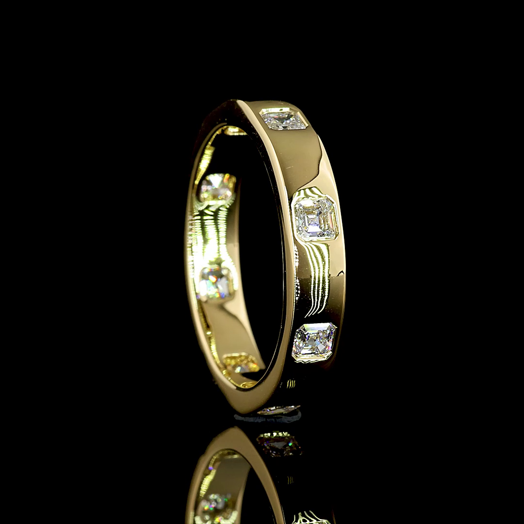 0.83 CTTW Asscher Lab Diamond Full Eternity Sz. 6 14k Yellow Gold E Color and VS Clarity jewelry-spot-usa