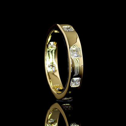 0.83 CTTW Asscher Lab Diamond Full Eternity Sz. 6 14k Yellow Gold E Color and VS Clarity jewelry-spot-usa