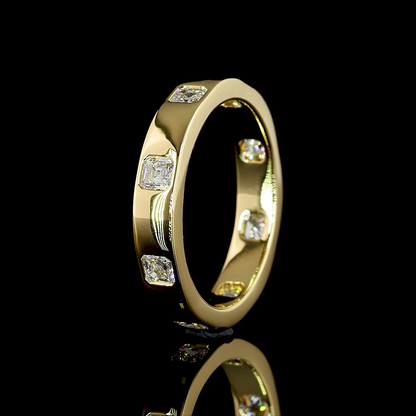 0.83 CTTW Asscher Lab Diamond Full Eternity Sz. 6 14k Yellow Gold E Color and VS Clarity jewelry-spot-usa
