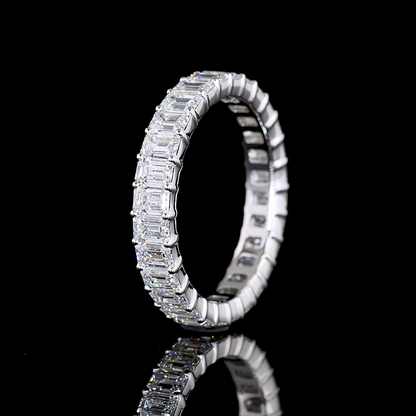 2.51 CTTW Emerald Lab Diamond Full Eternity Sz. 5.5 14k White Gold F Color and VS1 Clarity jewelry-spot-usa
