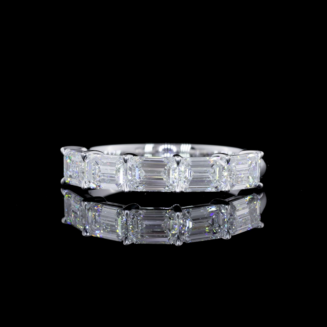 1.80 CTTW Emerald Lab Diamond 5 Stones Eternity Band Sz. 6 14k White Gold E Color and VVS2 Clarity jewelry-spot-usa