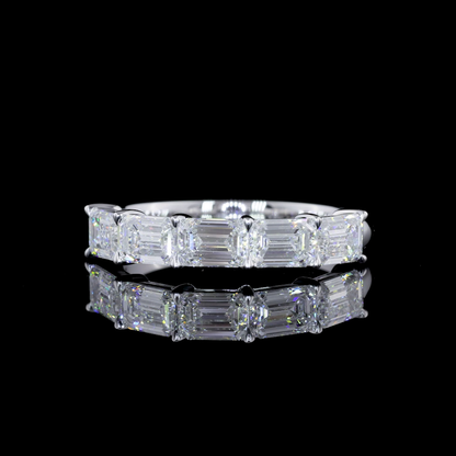 1.80 CTTW Emerald Lab Diamond 5 Stones Eternity Band Sz. 6 14k White Gold E Color and VVS2 Clarity jewelry-spot-usa