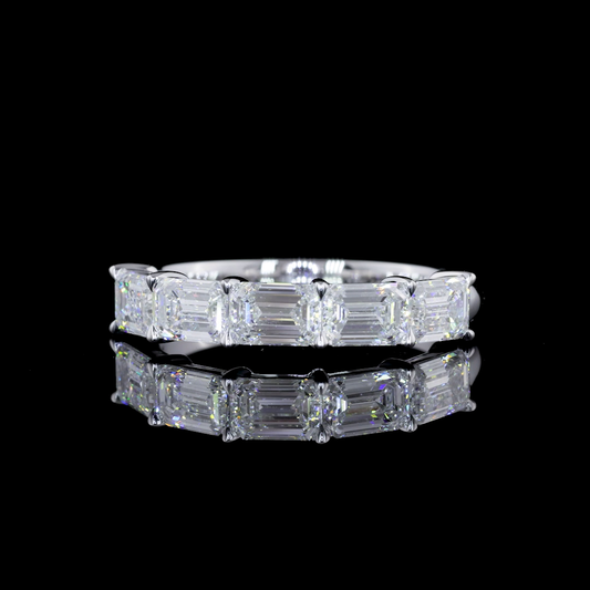 1.80 CTTW Emerald Lab Diamond 5 Stones Eternity Band Sz. 6 14k White Gold E Color and VVS2 Clarity jewelry-spot-usa