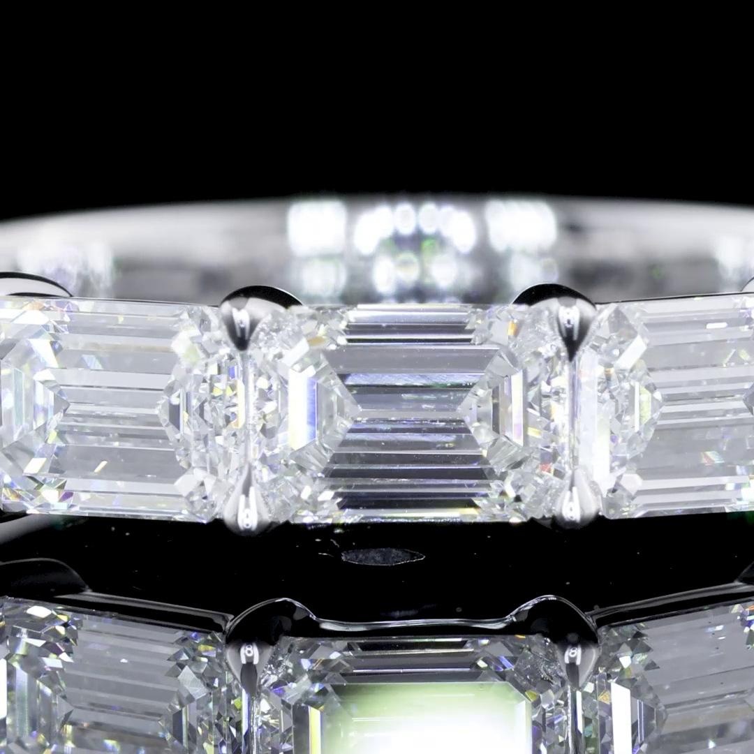1.80 CTTW Emerald Lab Diamond 5 Stones Eternity Band Sz. 6 14k White Gold E Color and VVS2 Clarity jewelry-spot-usa
