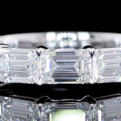 1.80 CTTW Emerald Lab Diamond 5 Stones Eternity Band Sz. 6 14k White Gold E Color and VVS2 Clarity jewelry-spot-usa