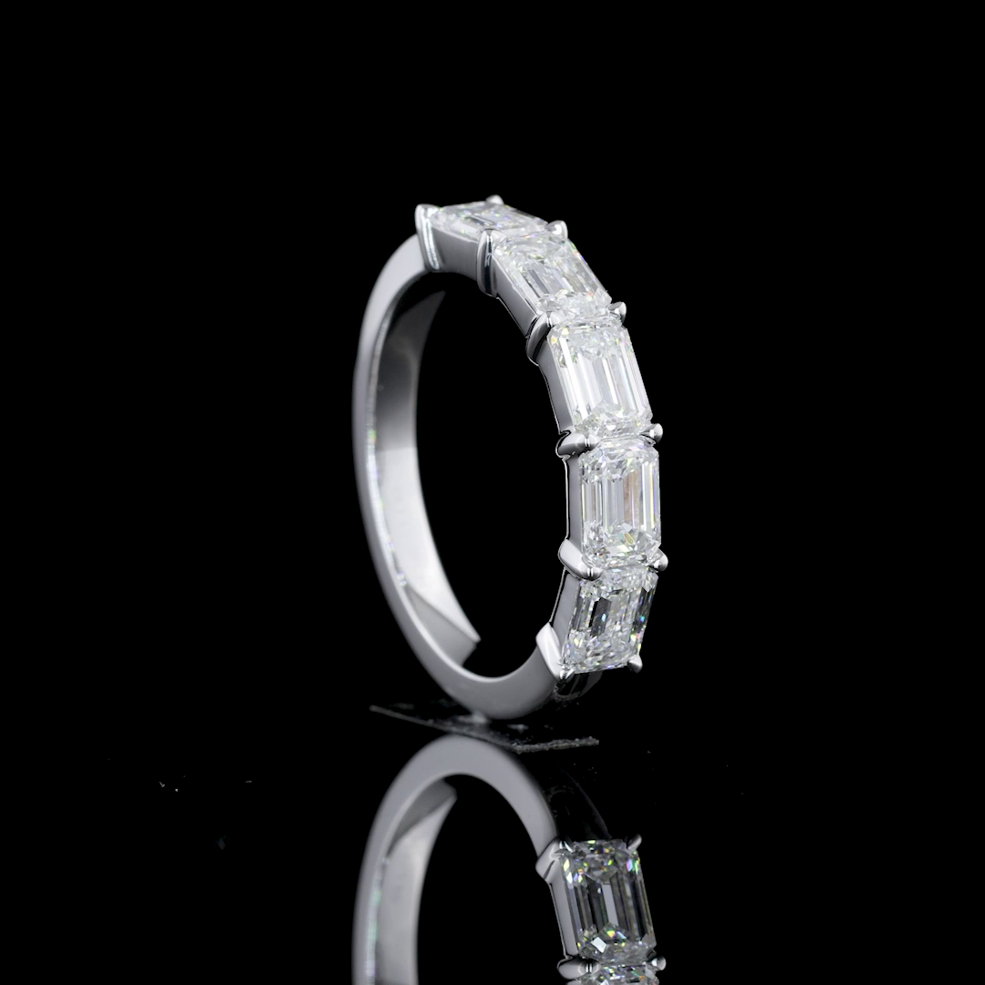1.80 CTTW Emerald Lab Diamond 5 Stones Eternity Band Sz. 6 14k White Gold E Color and VVS2 Clarity jewelry-spot-usa