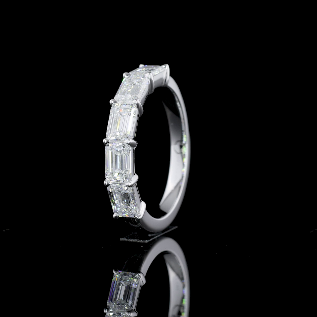 1.80 CTTW Emerald Lab Diamond 5 Stones Eternity Band Sz. 6 14k White Gold E Color and VVS2 Clarity jewelry-spot-usa
