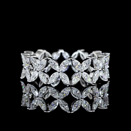 1.34 CTTW Marquise Lab Diamond Full Eternity Sz. 5.5 18k White Gold (E Color and VS Clarity)