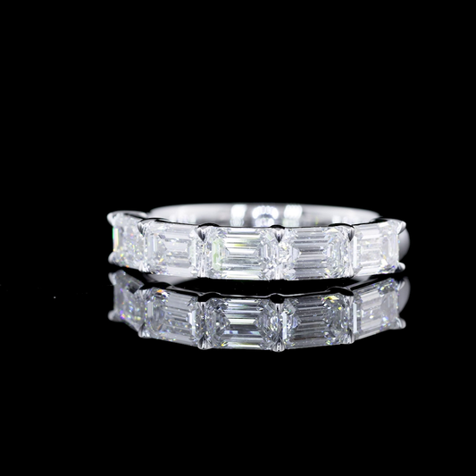 1.84 CTTW Emerald Lab Diamond 5 Stones Eternity Band Sz. 5.75 14k White Gold (F Color and VVS2 Clarity)