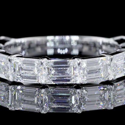 3.00 CTTW Emerald Lab Diamond 3/4 Eternity Band Sz. 6 14k White Gold D Color and VS1 Clarity jewelry-spot-usa