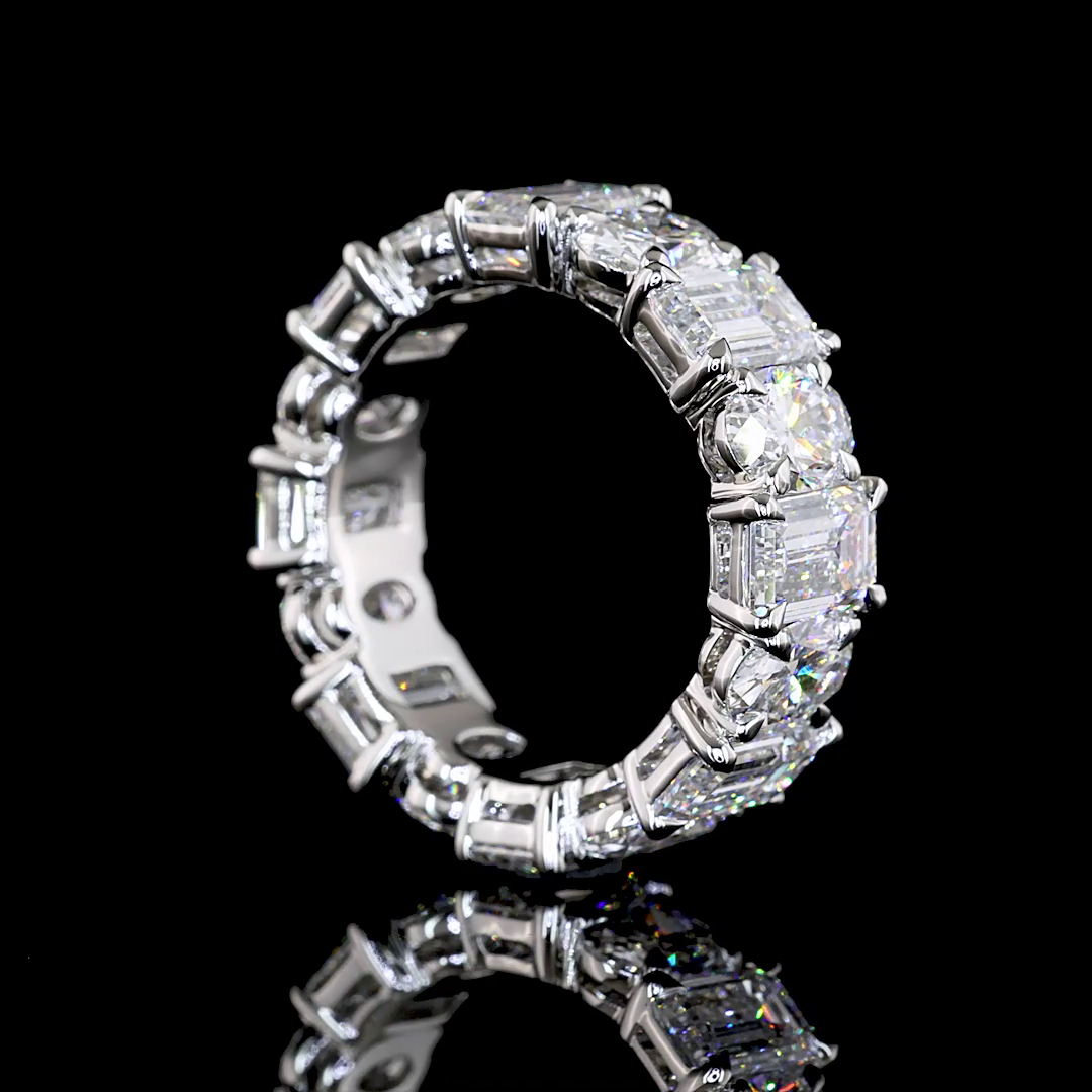 7.10 CTTW Emerald Lab Grown Diamond Full Eternity Sz. 4.5 (F Color and VVS2 Clarity)