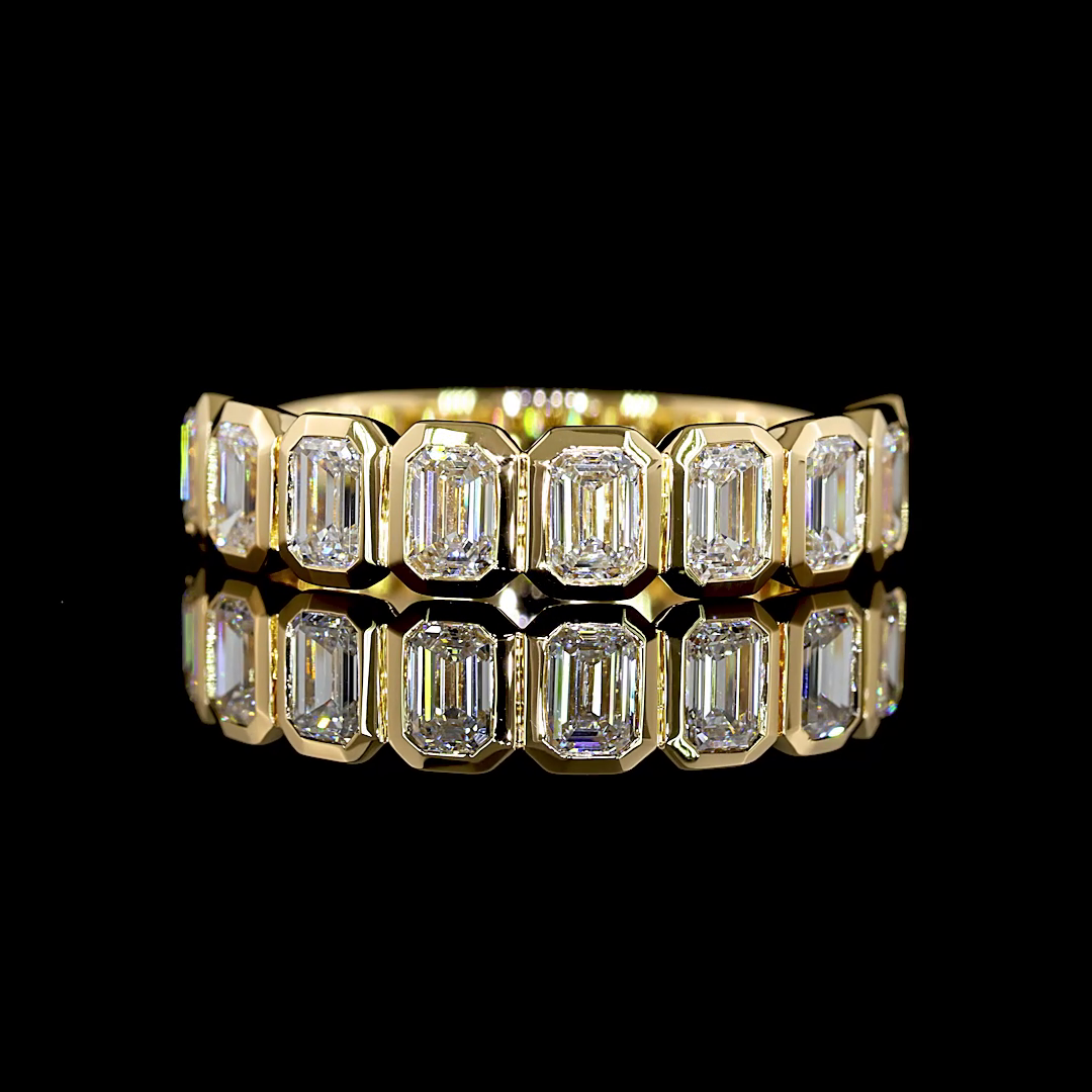1.34 CTTW Emerald Lab Diamond Half Eternity Eternity Band Sz. 5.5 18k Yellow Gold (E Color and VS Clarity)