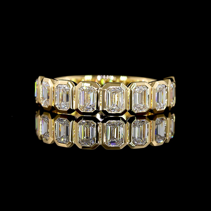 1.34 CTTW Emerald Lab Diamond Half Eternity Eternity Band Sz. 5.5 18k Yellow Gold (E Color and VS Clarity)