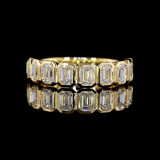 1.34 CTTW Emerald Lab Diamond Half Eternity Eternity Band Sz. 5.5 18k Yellow Gold (E Color and VS Clarity)
