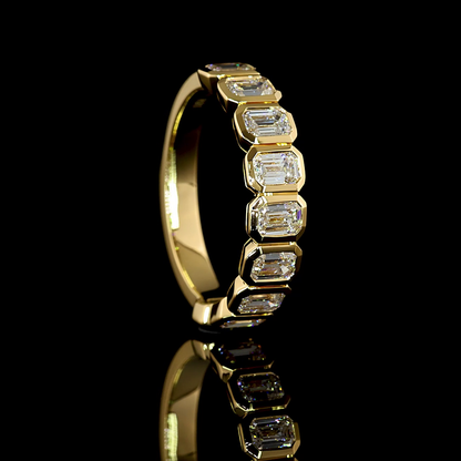 1.34 CTTW Emerald Lab Diamond Half Eternity Eternity Band Sz. 5.5 18k Yellow Gold (E Color and VS Clarity)