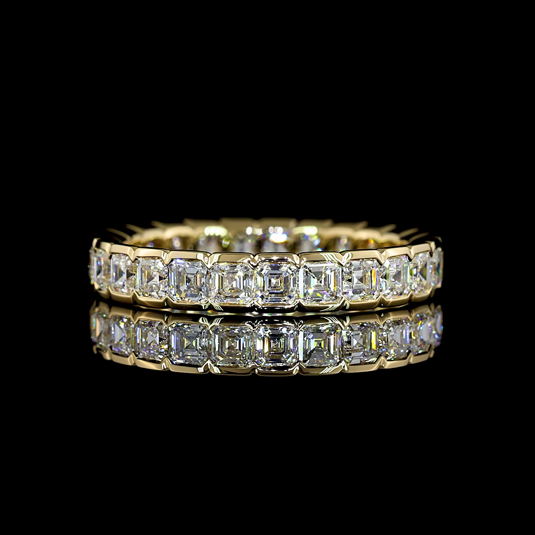 2.07 CTTW Asscher Lab Diamond Full Eternity Sz. 5.75 14k Yellow Gold E Color and VS Clarity jewelry-spot-usa