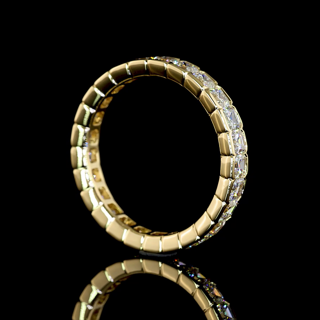 2.07 CTTW Asscher Lab Diamond Full Eternity Sz. 5.75 14k Yellow Gold E Color and VS Clarity jewelry-spot-usa