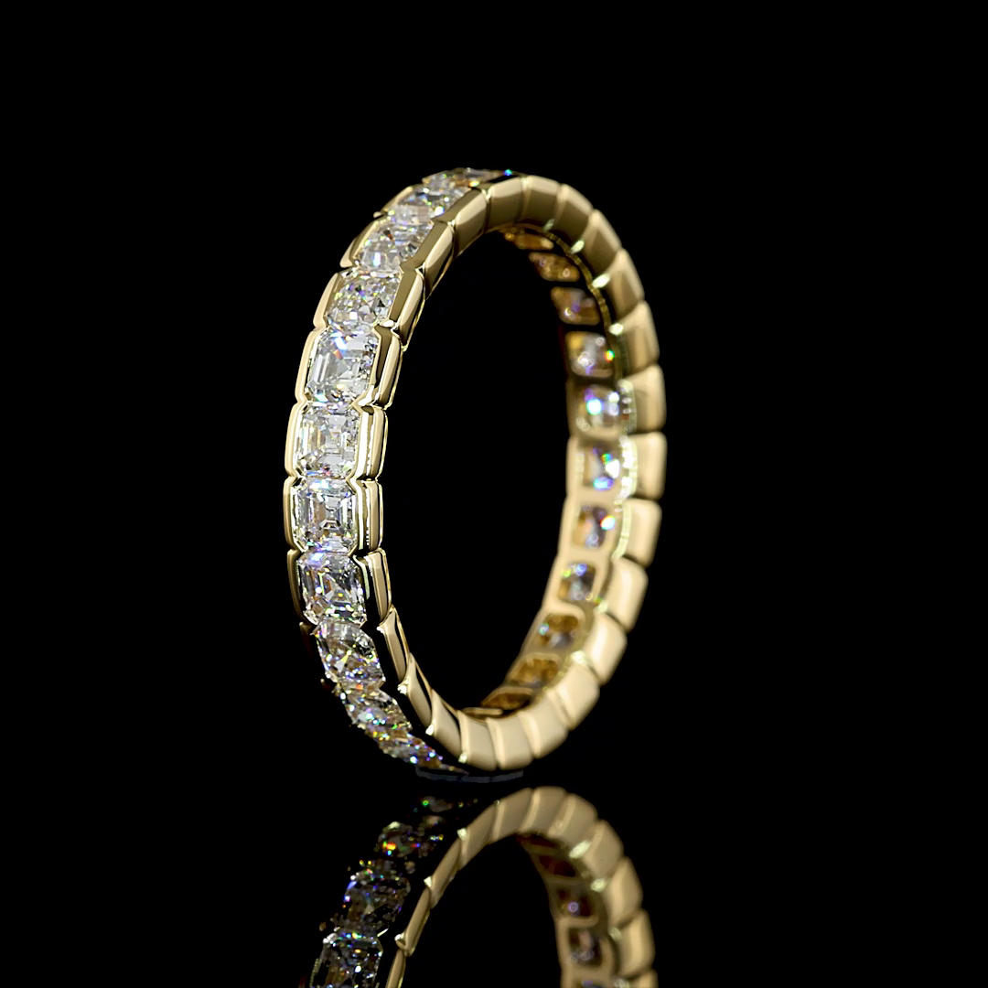 2.07 CTTW Asscher Lab Diamond Full Eternity Sz. 5.75 14k Yellow Gold E Color and VS Clarity jewelry-spot-usa
