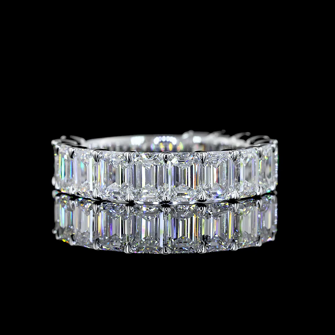 4.55 CTTW Emerald Lab Diamond 3/4 Eternity Band (E Color and VS Clarity)