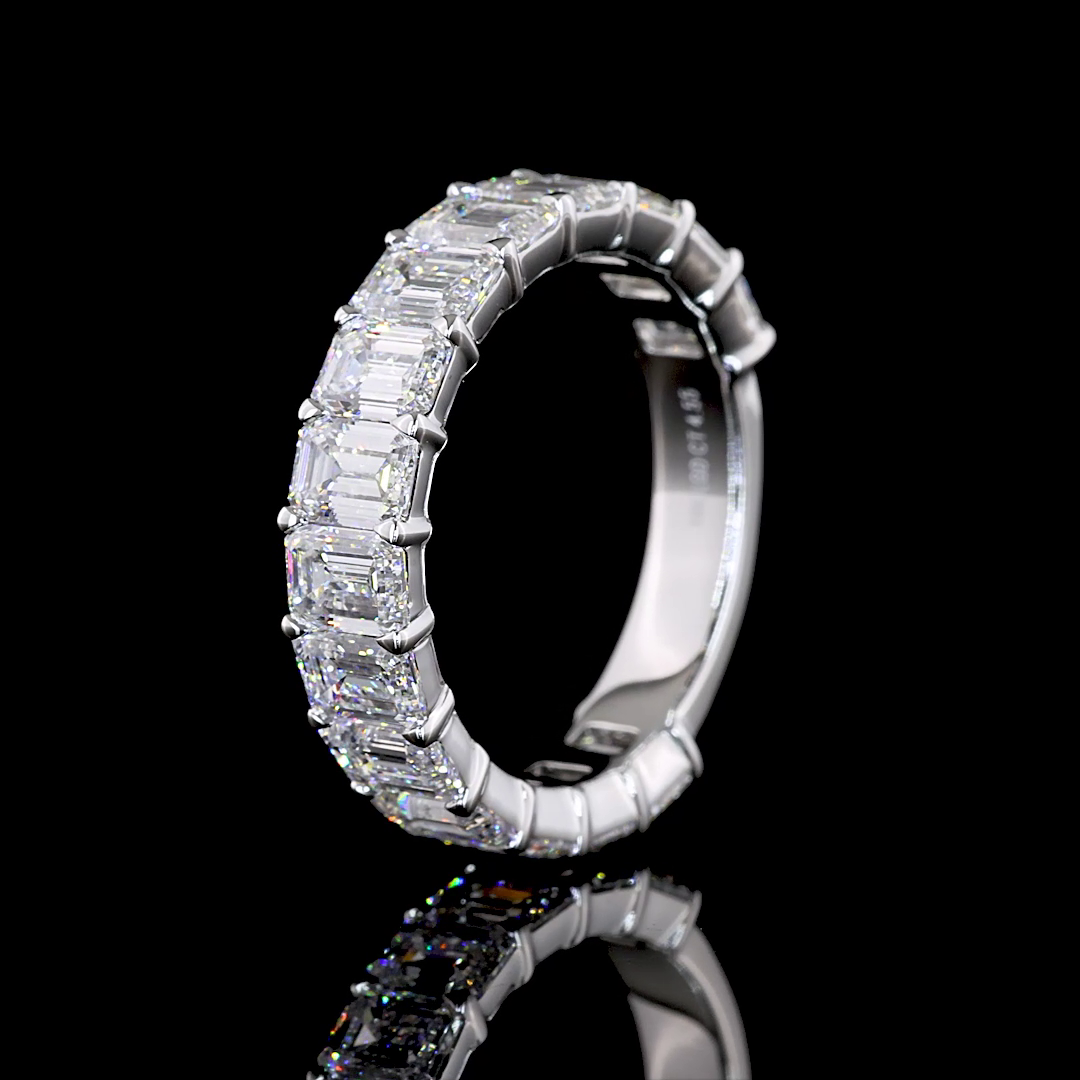 4.55 CTTW Emerald Lab Diamond 3/4 Eternity Band (E Color and VS Clarity)