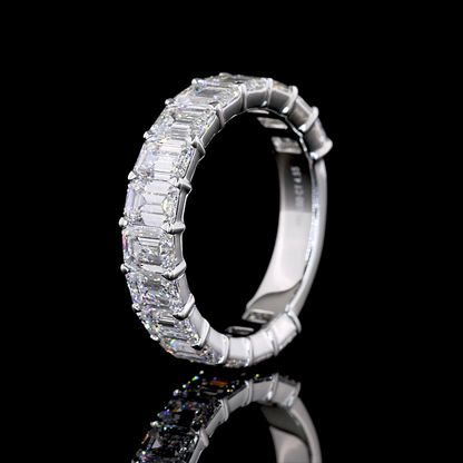 4.55 CTTW Emerald Lab Diamond 3/4 Eternity Band (E Color and VS Clarity)
