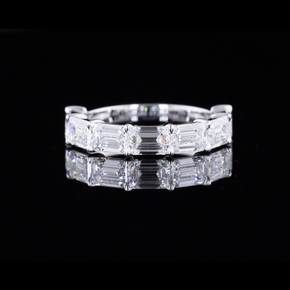 2.97 CTTW Emerald Lab Diamond Half Eternity Eternity Band Sz. 6 14k White Gold E Color and VS2 Clarity jewelry-spot-usa
