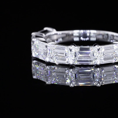 2.97 CTTW Emerald Lab Diamond Half Eternity Eternity Band Sz. 6 14k White Gold E Color and VS2 Clarity jewelry-spot-usa