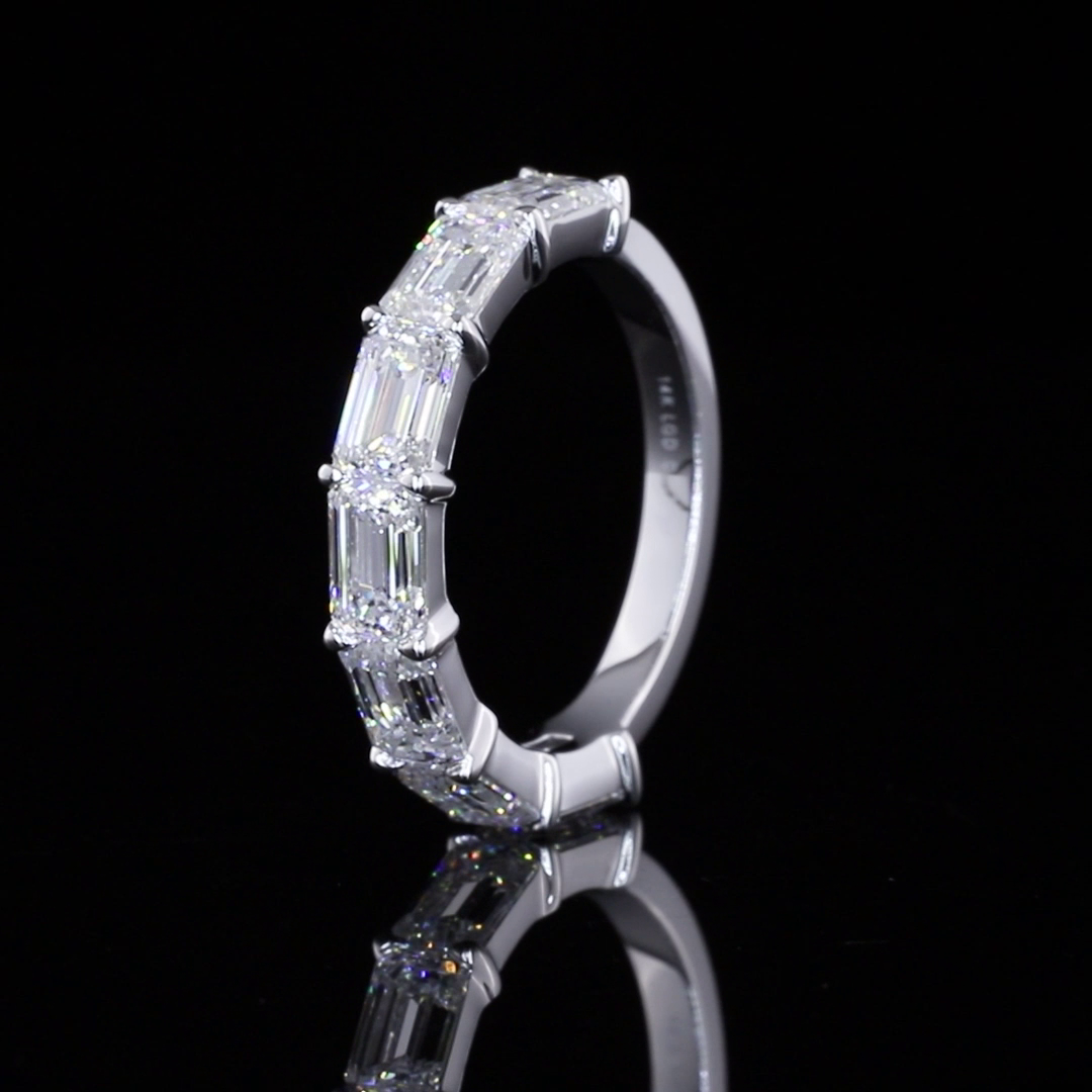 2.97 CTTW Emerald Lab Diamond Half Eternity Eternity Band Sz. 6 14k White Gold E Color and VS2 Clarity jewelry-spot-usa