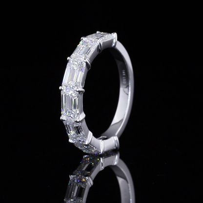 2.97 CTTW Emerald Lab Diamond Half Eternity Eternity Band Sz. 6 14k White Gold E Color and VS2 Clarity jewelry-spot-usa