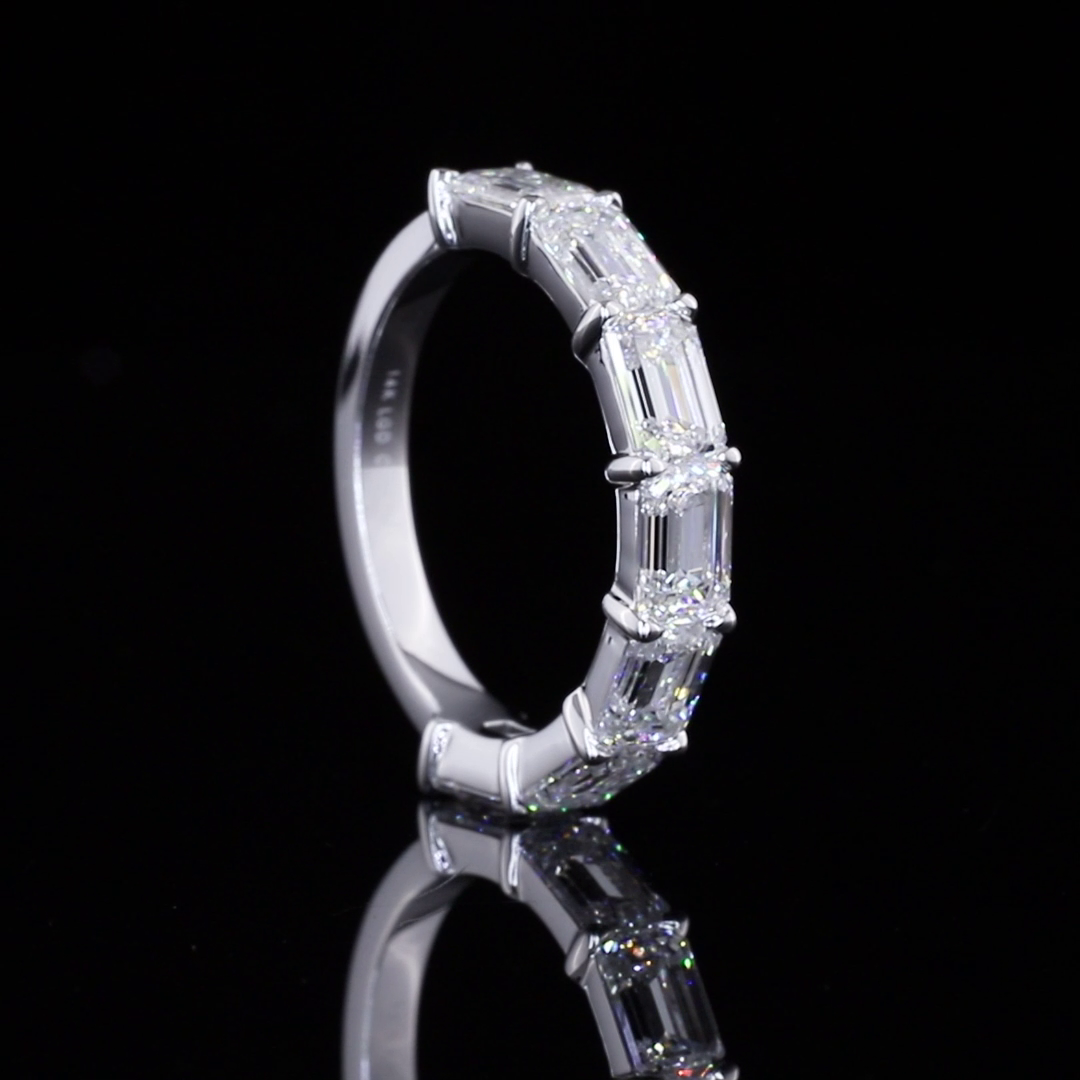 2.97 CTTW Emerald Lab Diamond Half Eternity Eternity Band Sz. 6 14k White Gold E Color and VS2 Clarity jewelry-spot-usa