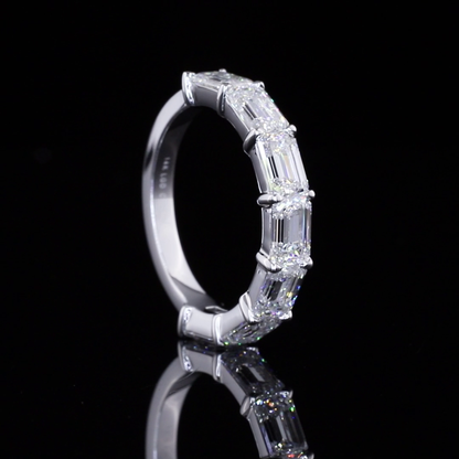 2.97 CTTW Emerald Lab Diamond Half Eternity Eternity Band Sz. 6 14k White Gold E Color and VS2 Clarity jewelry-spot-usa