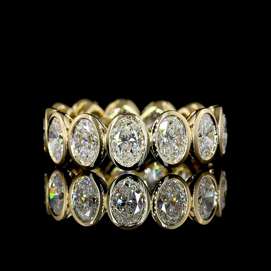 4.36 CTTW Oval Lab Diamond Full Eternity Sz. 6.5 14k Yellow Gold (E Color and VS Clarity)