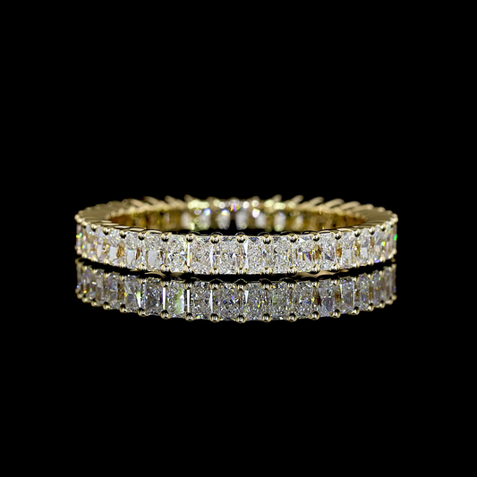 1.78 CTTW Radiant Lab Diamond Full Eternity Sz. 8.75 14k Yellow Gold (E Color and VS Clarity)