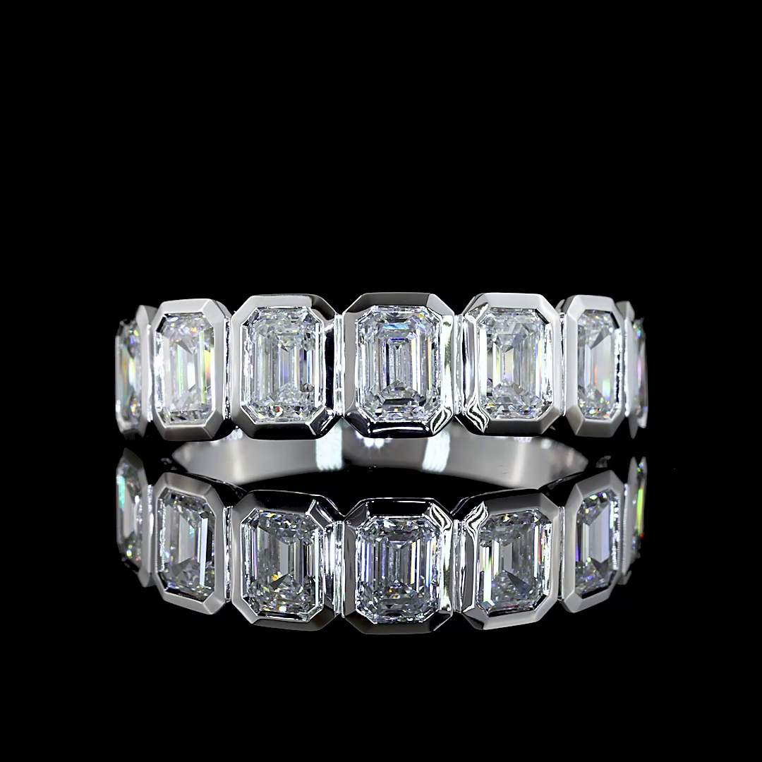 1.93 CTTW Emerald Lab Diamond 7 Stones Eternity Band (E Color and VVS2 Clarity)