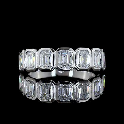 1.93 CTTW Emerald Lab Diamond 7 Stones Eternity Band (E Color and VVS2 Clarity)