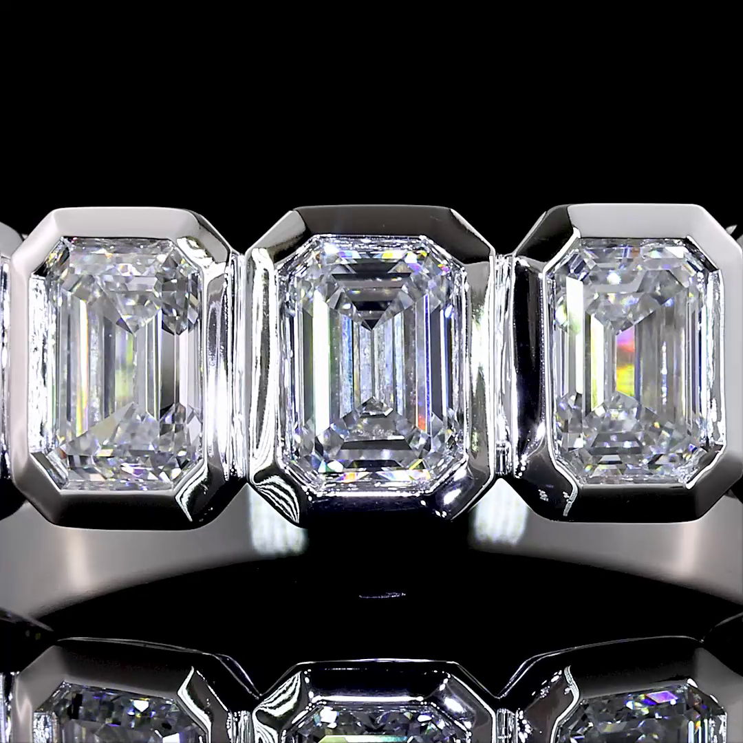 1.93 CTTW Emerald Lab Diamond 7 Stones Eternity Band (E Color and VVS2 Clarity)