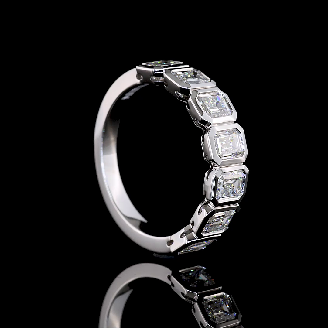 1.93 CTTW Emerald Lab Diamond 7 Stones Eternity Band (E Color and VVS2 Clarity)