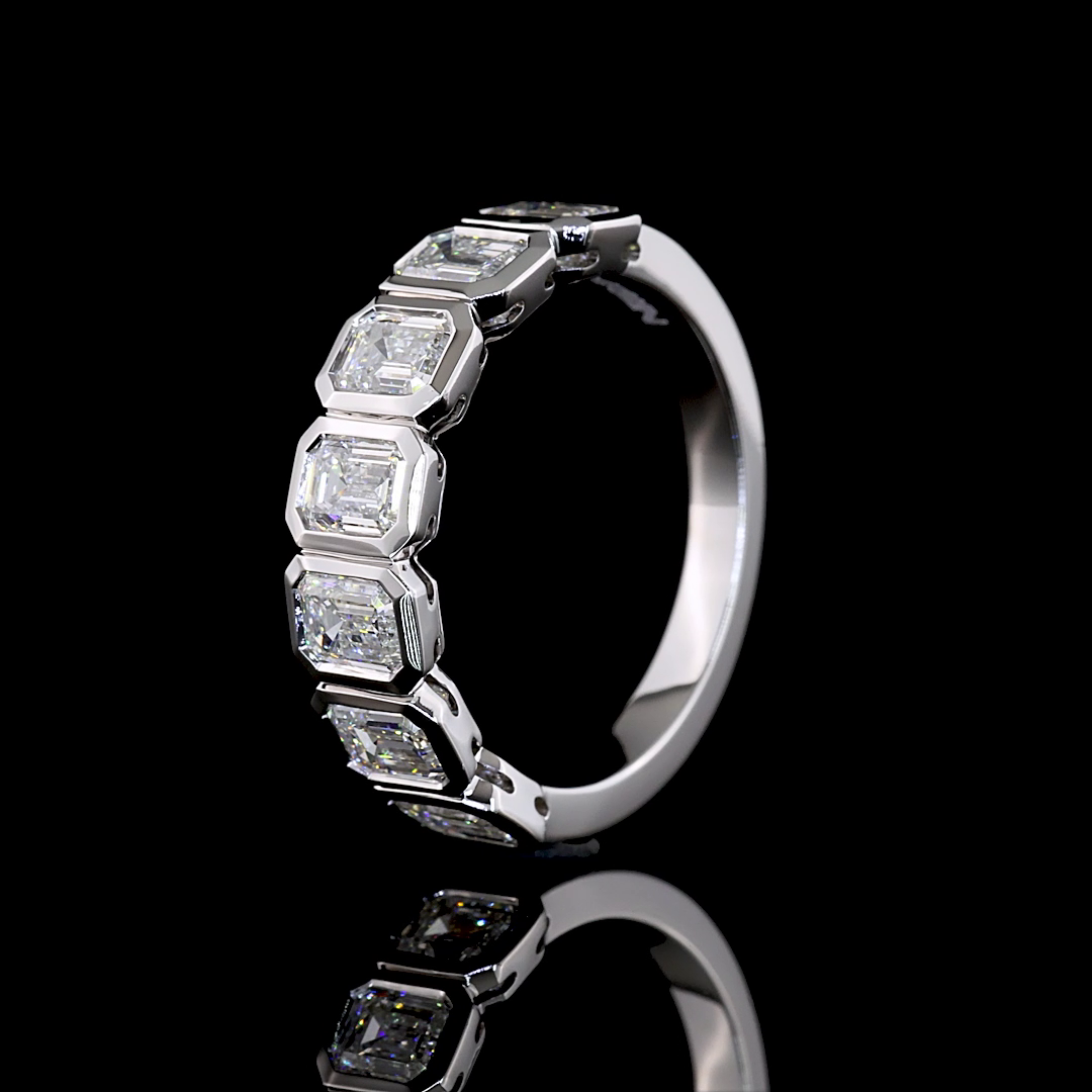 1.93 CTTW Emerald Lab Diamond 7 Stones Eternity Band (E Color and VVS2 Clarity)