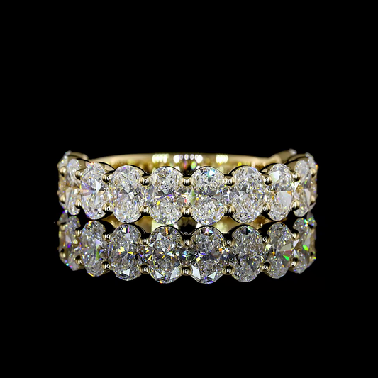 2.60 CTTW Oval Lab Diamond 3/4 Eternity Band Sz. 6.5 14k Yellow Gold (E Color and VS Clarity)