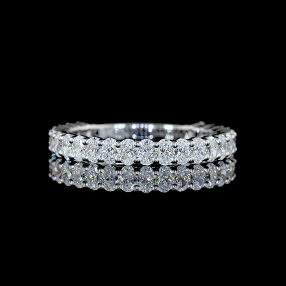 1.10 CTTW Oval Lab Diamond 3/4 Eternity Band Sz. 6.5 14k White Gold (E Color and VS1 Clarity)