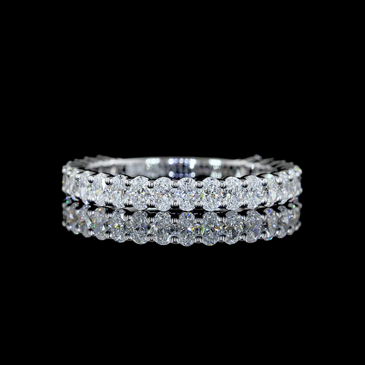 1.10 CTTW Oval Lab Diamond 3/4 Eternity Band Sz. 6.5 14k White Gold (E Color and VS1 Clarity)