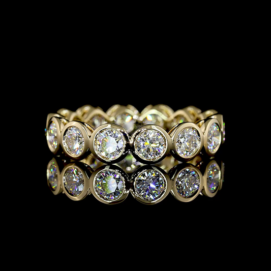 1.86 CTTW Round Lab Diamond Full Eternity Sz. 4.75 14k Yellow Gold (E Color and VS Clarity)