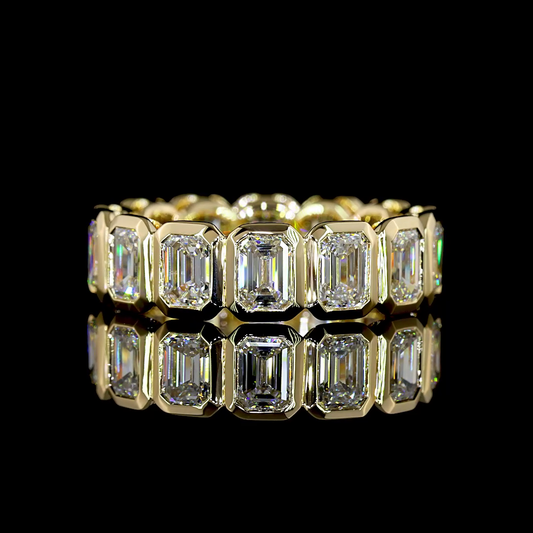 4.18 CTTW Emerald Lab Diamond Full Eternity Sz. 6.5 14k Yellow Gold E Color and VS Clarity jewelry-spot-usa