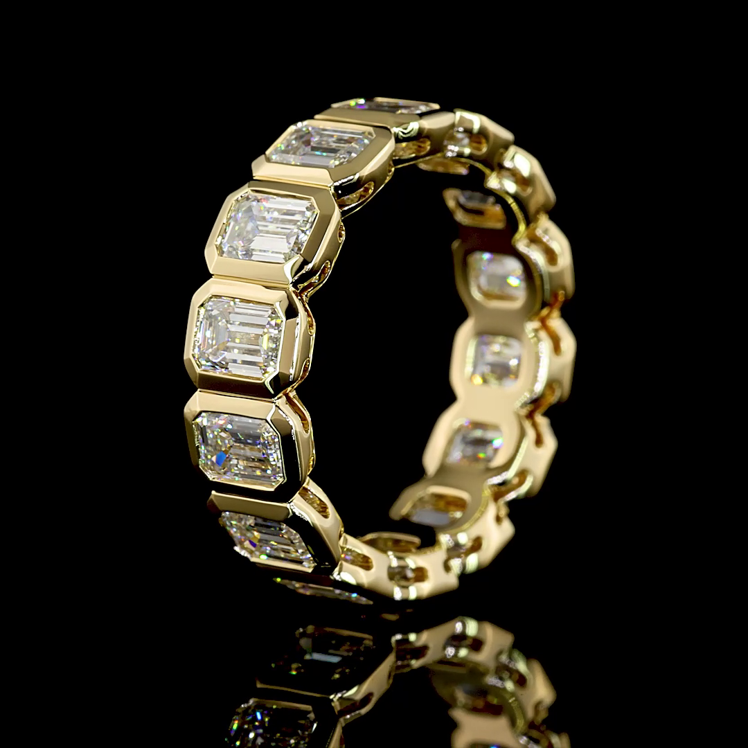 4.18 CTTW Emerald Lab Diamond Full Eternity Sz. 6.5 14k Yellow Gold E Color and VS Clarity jewelry-spot-usa