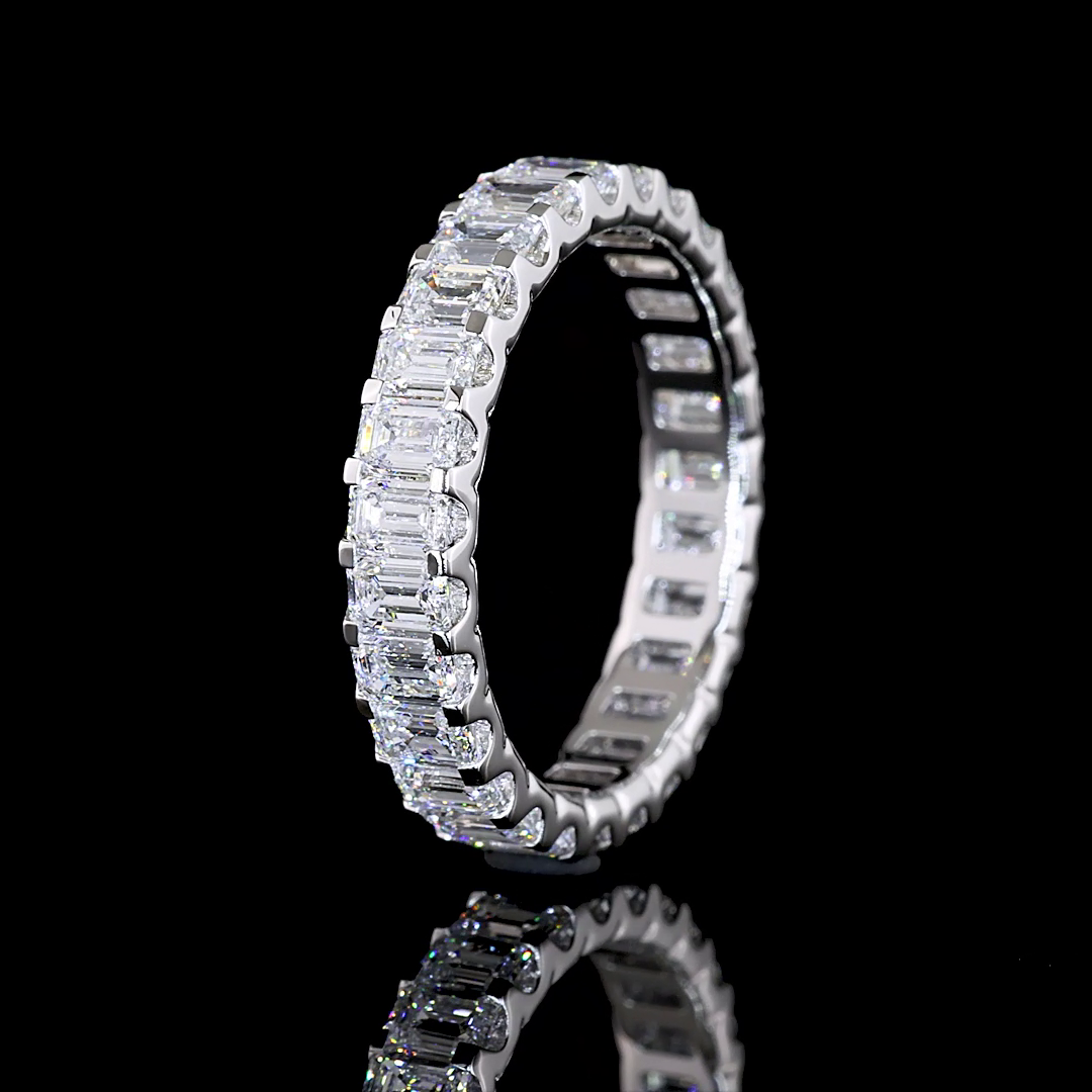2.62 CTTW Emerald Lab Diamond Full Eternity Sz. 5.75 14k White Gold E Color and VS Clarity jewelry-spot-usa