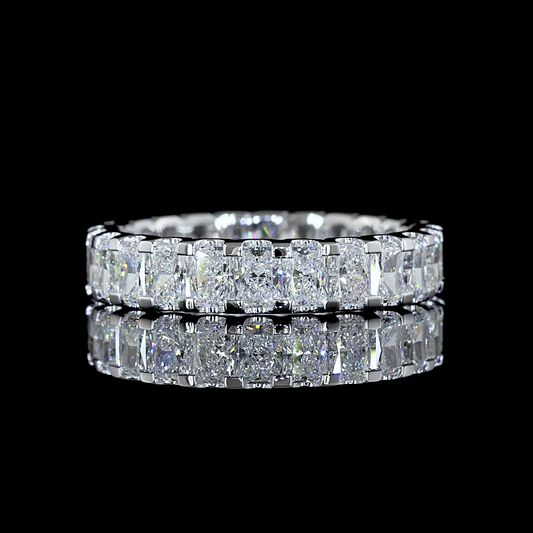 2.65 CTTW Radiant Lab Diamond Full Eternity Sz. 5.5 14k White Gold (E Color and VS Clarity)