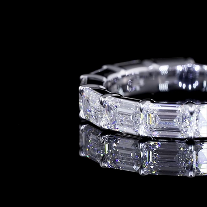 2.85 CTTW Emerald Lab Diamond Half Eternity Eternity Band Sz. 6 14k White Gold (E Color and VVS2 Clarity)