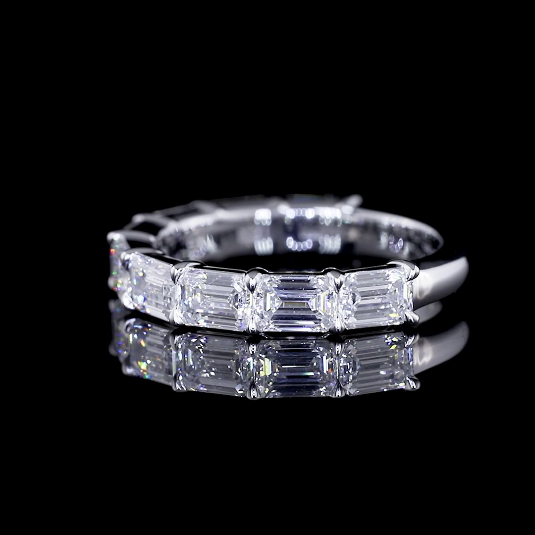 2.85 CTTW Emerald Lab Diamond Half Eternity Eternity Band Sz. 6 14k White Gold (E Color and VVS2 Clarity)