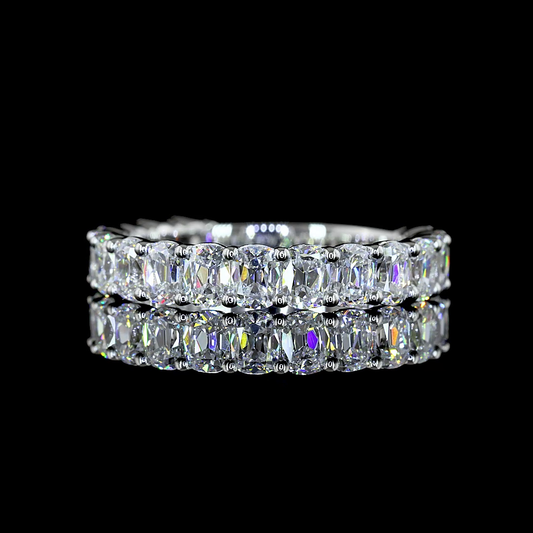 1.76 CTTW Antique Cushion Lab Diamond 3/4 Eternity Band Sz. 4.25 (E Color and VS Clarity)