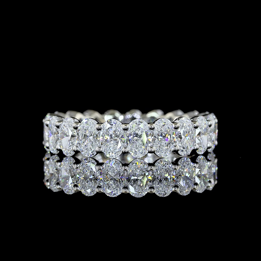 3.57 CTTW Oval Lab Diamond Full Eternity Sz. 6.75 14k White Gold E Color and VS Clarity jewelry-spot-usa